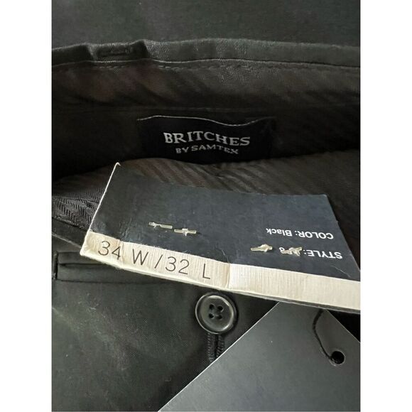 NWT! Britches By Samtex Black Flat Front Slacks Dress Pants 34 x 32 - Picture 5 of 8